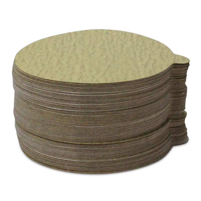 BHA 5" Inch Gold Peel and Stick Adhesive Backed PSA Sanding Discs with Tabs - 100 Pack (320 Grit) - Image 3